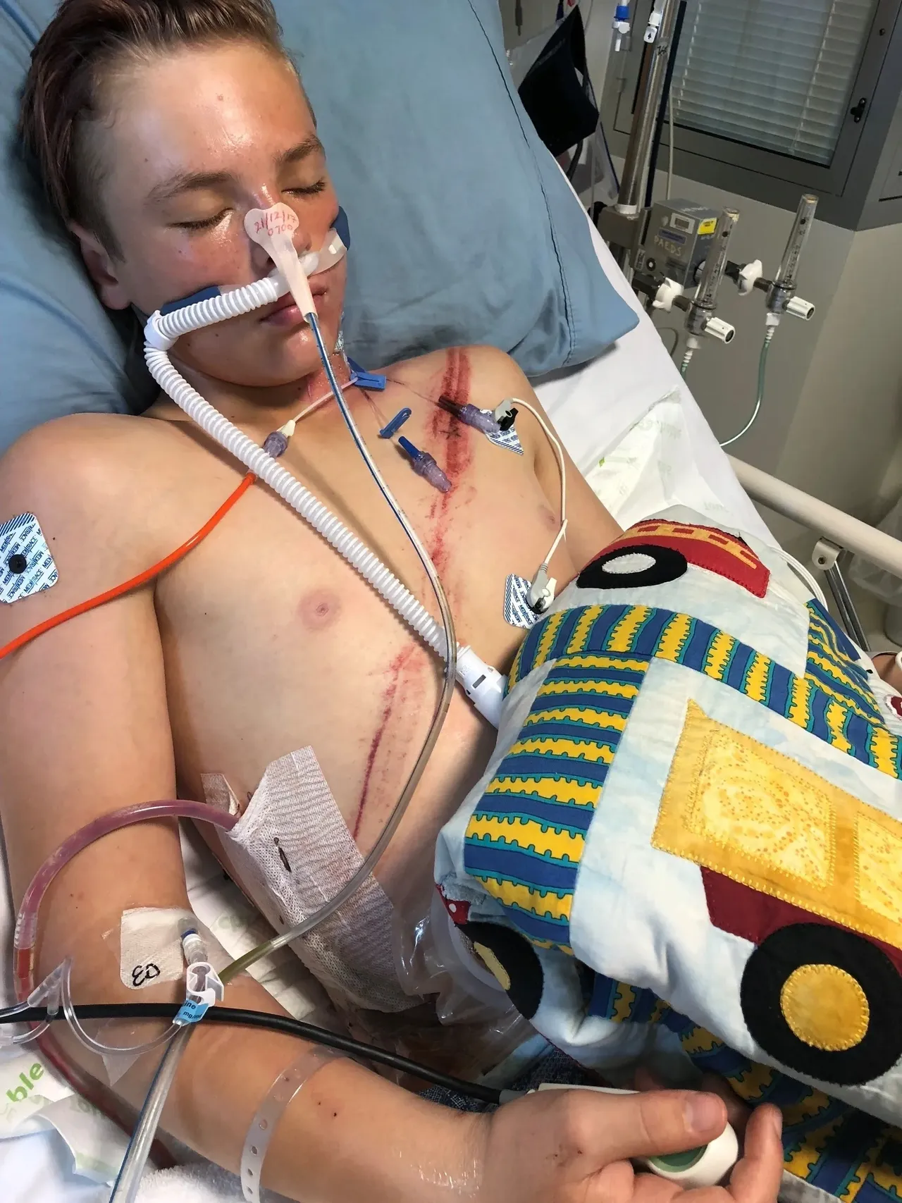 A guy in hospital bed